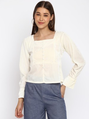 MAYRA Casual Solid Women White Top