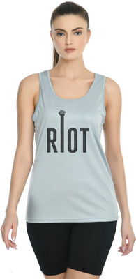 AARMY FIT Casual Sleeveless Printed Women Grey Top