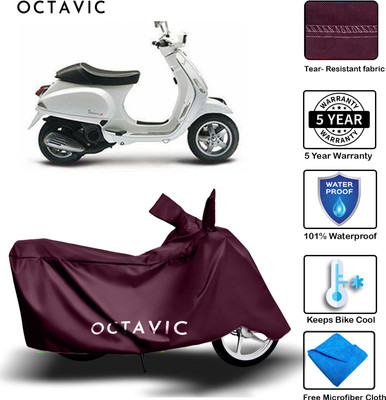 octavic Waterproof Two Wheeler Cover for Piaggio(Vespa, Maroon)