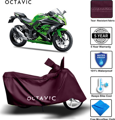 AUTOCAD Waterproof Two Wheeler Cover for Kawasaki(Ninja 300, Maroon)
