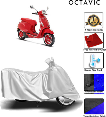 octavic Waterproof Two Wheeler Cover for Piaggio(Vespa, Silver)