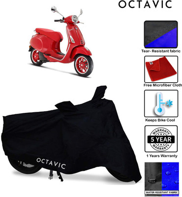 octavic Waterproof Two Wheeler Cover for Piaggio(Vespa, Black)