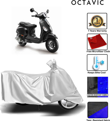 octavic Waterproof Two Wheeler Cover for Piaggio(Vespa, Silver)