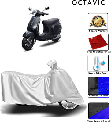 octavic Waterproof Two Wheeler Cover for Piaggio(Vespa LX, Silver)