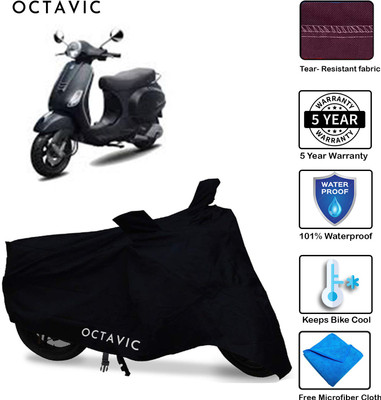 octavic Waterproof Two Wheeler Cover for Piaggio(Vespa LX, Black)