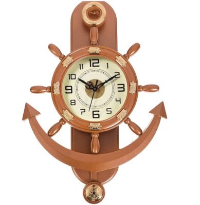 Big Creations Analog 40 cm X 26 cm Wall Clock(Brown, With Glass, Pendulum)