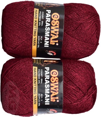 M.G Enterprise Represents Oswal 3 Ply Knitting Yarn Wool, Mehroon 300 gm Art-EHI