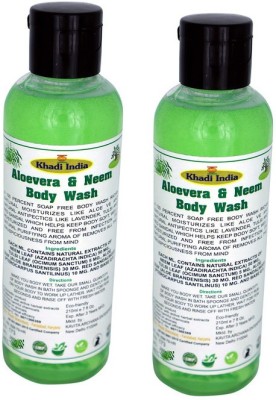 Shresth Khadi Aloe Vera & Neem Body Wash, Shower Gel Antiseptic & Anti Becterial Pack of 2(2 x 210 ml)