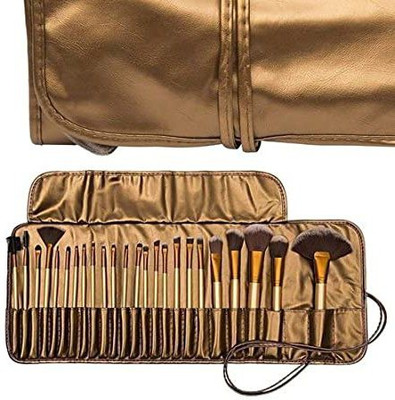 DATNASAYAD Synthetic Bristle Makeup Brushes Sets With Pouch- Golden, Set 24 Pcs(Pack of 24)