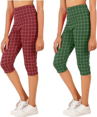 Eazy Trendz Women Maroon, Dark Green Capri