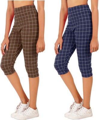 Just Live Fashion Women Brown, Dark Blue Capri