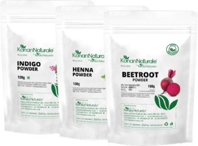 Kerala Naturals Indigo Powder 100 gm,Henna Powder 100 gm& Beetroot Powder 100 gm , Brown