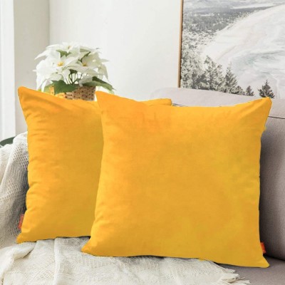 Bluegrass Plain Cushions Cover(Pack of 2, 60 cm*60 cm, Yellow)
