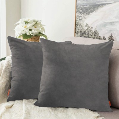 Bluegrass Plain Cushions Cover(Pack of 2, 60 cm*60 cm, Grey)