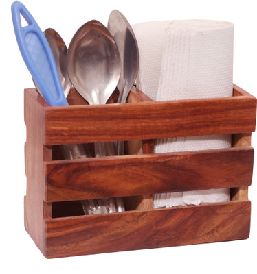 Shine Shopping Empty Cutlery Holder Case(Brown  Holds 24 Pieces)