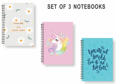 Papco Notebooks A5 Diary Ruled 144 Pages(Multicolor, Pack of 3)