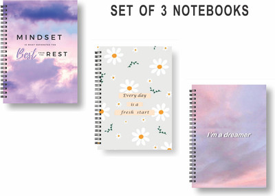 Papco Notebooks A5 Diary Ruled 144 Pages(Multicolor, Pack of 3)