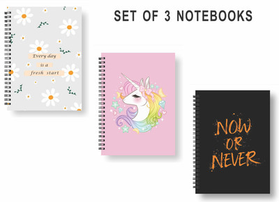 Papco Notebooks A5 Diary Ruled 144 Pages(Multicolor, Pack of 3)