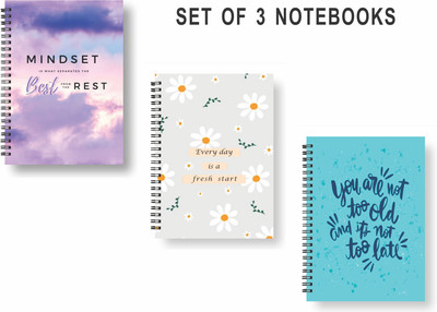 Papco Notebooks A5 Diary Ruled 144 Pages(Multicolor, Pack of 3)