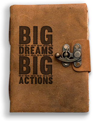 DI-KRAFT Leather Cover Engraved Diary With Metal Lock Daily Use Journal A5 Diary unruled 100 Pages(Brown 1)