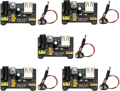 IDUINO 5Pcs MB102 3.3V/5V Solderless Breadboard Power Supply Module + 9V Battery Clip Electronic Components Electronic Hobby Kit