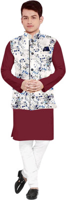 TRUST OUS Men Kurta Pyjama Ethnic Jacket Set