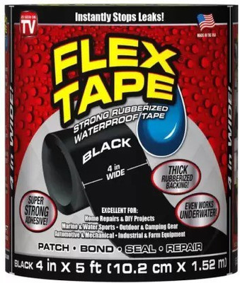 ALORNIS FLEX tape Multipurpose 4x 5 Ft Waterproof FLEX Patch Bond Super Strong Instantly 152 cm Single Sided Tape(Black Pack of 1)