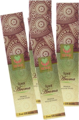 SEWA ROYAL AROMA Charcoal Free Premium Incense Stick (Pack of 4) 100 gm box Fresh, Woody, Delightful(400, Set of 4)