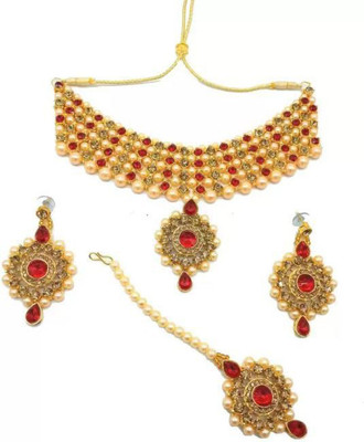 Ortan Alloy Red Jewellery Set(Pack of 1)