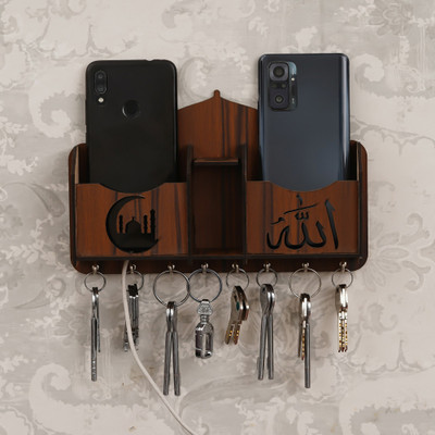 CAPIO ART Wood Key Holder(8 Hooks, Brown)