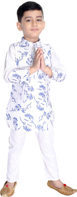 Smuktar garments Baby Boys Casual Kurta and Pyjama Set(White Pack of 1)
