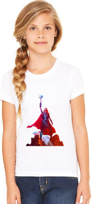 Shubham designer gallery Baby Girls Printed Cotton Blend Regular T Shirt(White, Pack of 1)