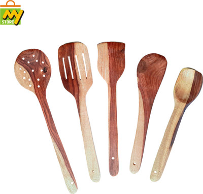 MY STORE Spatula Wooden, PTFE (Non-stick) Ladle(Pack of 5)