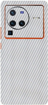 BUGGU Silver Carbon Fiber For VIVO X80 PRO Back Skin Guard, VIVO X 80 PRO Mobile Skin(Silver Carbon Fiber Skin With High Matte Finish.)
