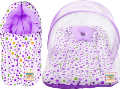 BABY KINGDOM Cotton Baby Bed Sized Bedding Set(Purple Circle)