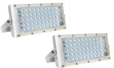 NIHAKA 50 W Standard LED Brick Light Pack of 2 Flood Light Outdoor Lamp(White)