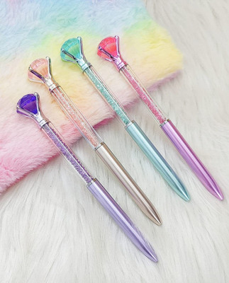 Tera13 crystal Gel Pen(Pack of 4, Ink Color - Blue)