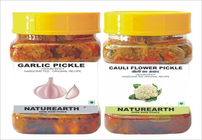 NaturEarth Garlic Pickle & Cauli Flower(Gobhi) Pickle (400G) Maa Ke Hath Ka Achar Garlic Pickle(2 x 200 g)