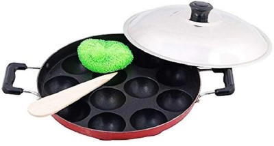 HM EVOTEK 12-Cavity Appam Pongal Gabgotta Paniram Panikarnikka Pancake Modual H-85 Appachatty with Lid 0.125 L capacity 23 cm diameter(Aluminium, Non-stick)