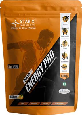 Star X nutrition Rapid Energy Pro - (500G, Orange) Glutamine, Citrulline, Multi-Vitamins, BCAA