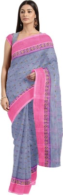 Kalakari India Woven Jamdani Cotton Silk Saree(Purple)