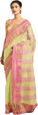 Kalakari India Self Design Jamdani Cotton Silk Saree(Yellow)