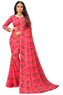 Kanooda Prints Printed Bollywood Georgette Saree(Green)