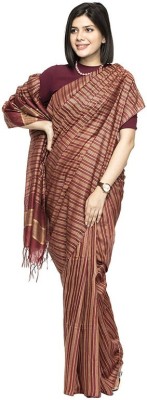 govind handloom Striped Bhagalpuri Art Silk Saree(Maroon)