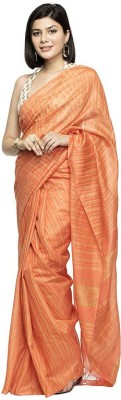 govind handloom Striped Bhagalpuri Art Silk Saree(Orange)