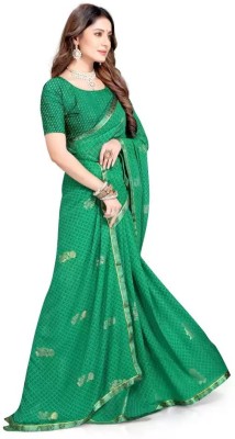 FASHION U Embroidered Bollywood Chiffon, Cotton Silk Saree(Light Green)