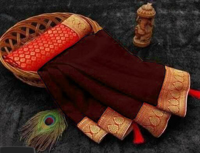 RK CORPORATION Self Design, Solid/Plain Gadwal Silk Blend Saree(Maroon)