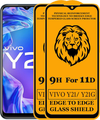 SEVEN7STAR Edge To Edge Tempered Glass for Vivo Y21, Vivo Y21G(Pack of 2)