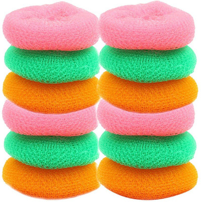 GLAMAXY Plastic Scrubber Round Nylon Scrubbers Scrub Sponge(Regular, Pack of 12)