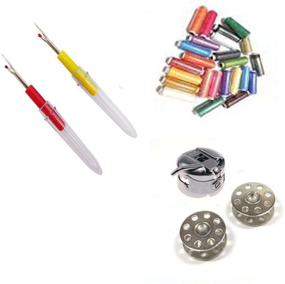 Crafts Haveli 3 Items Combo : 2 Seam Ripper, 1 Case 2 Bobbin, 10 Multi Spool Sewing Kit